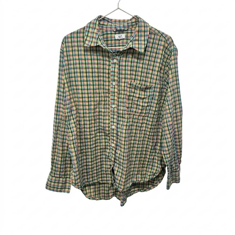 Aerie Anytime Fave Oversized Plaid Button Down Shirt